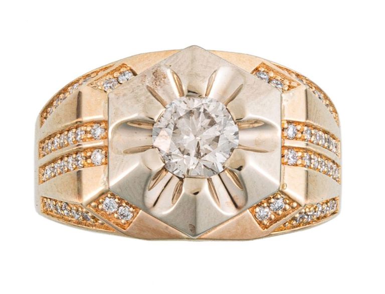 14k yellow gold diamond man's ring