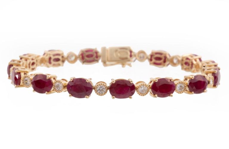 14k yellow gold ruby and diamond bracelet