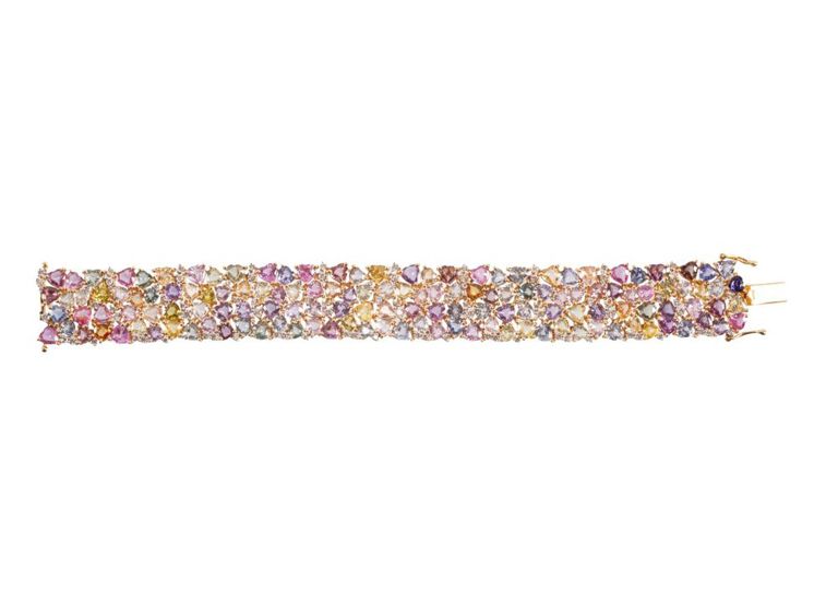 18k yellow gold sapphires and diamond bracelet