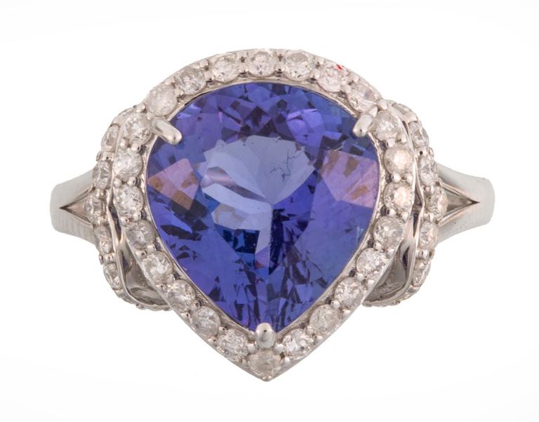 14k white gold tanzanite and diamond ring