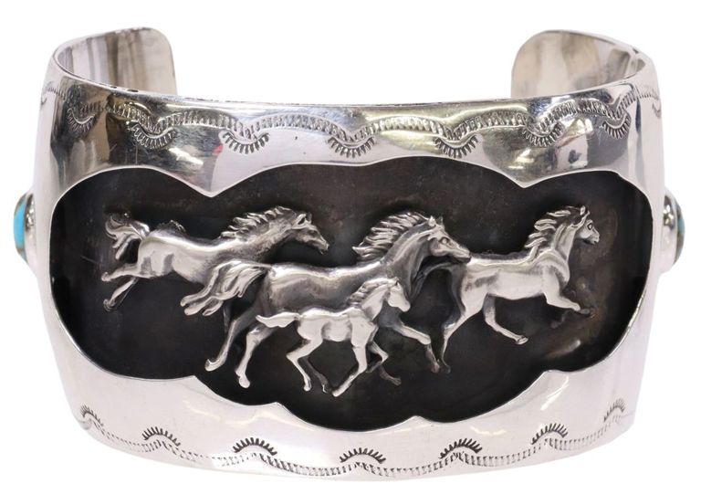 D.m. Begay Navajo Sterling Silver & Turquoise Cuff