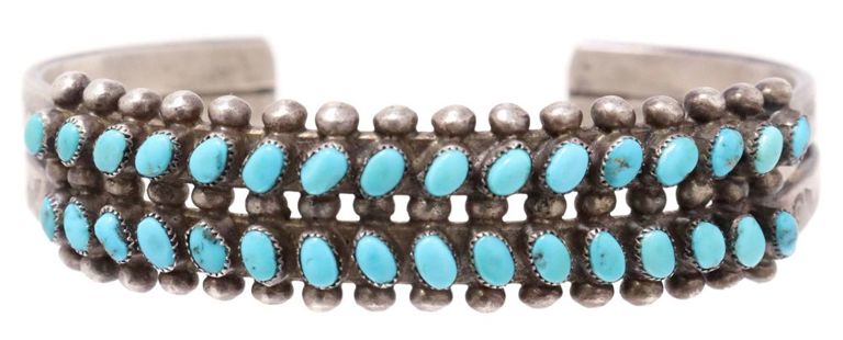 Native American Silver & Turquoise Cuff Bracelet