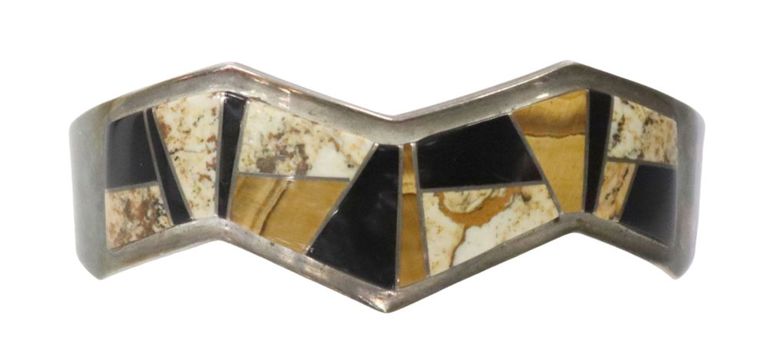 Wayne Muskett Navajo Sterling Mosaic Inlaid Cuff
