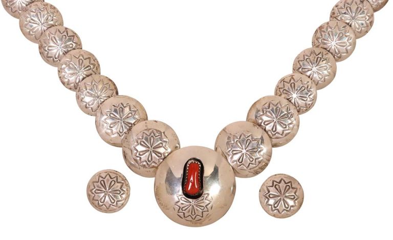 Navajo Style Sterling Necklace & Earrings
