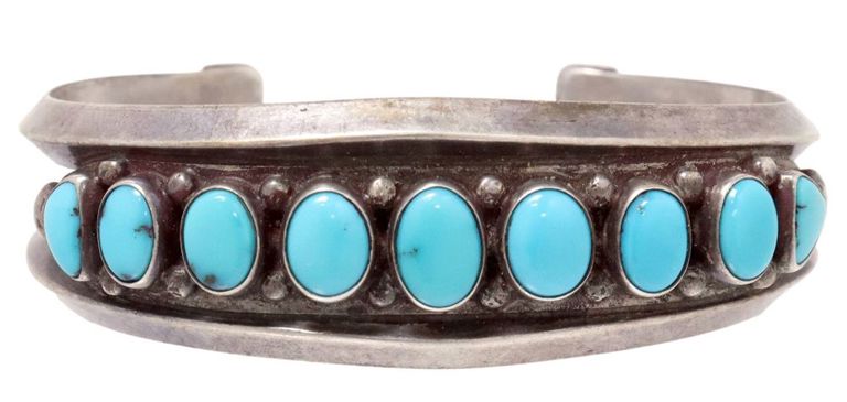 Native American Silver & Turquoise Cuff Bracelet