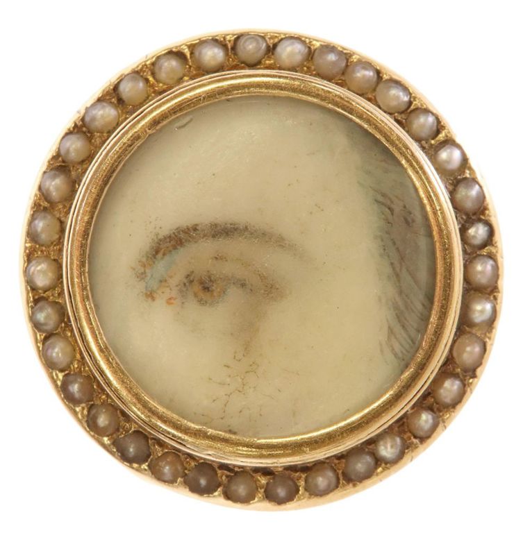 Antique 18k Yellow Gold Miniature Lover's Eye Ring