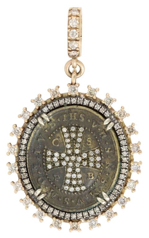 Estate Saint Benedict Medal in Bezel Pendant