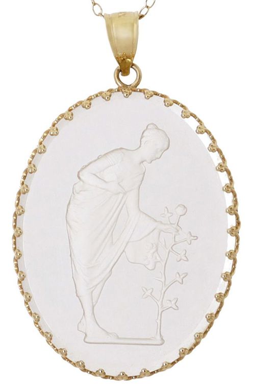 Estate 14kt Yellow Gold Intaglio Pendant Necklace