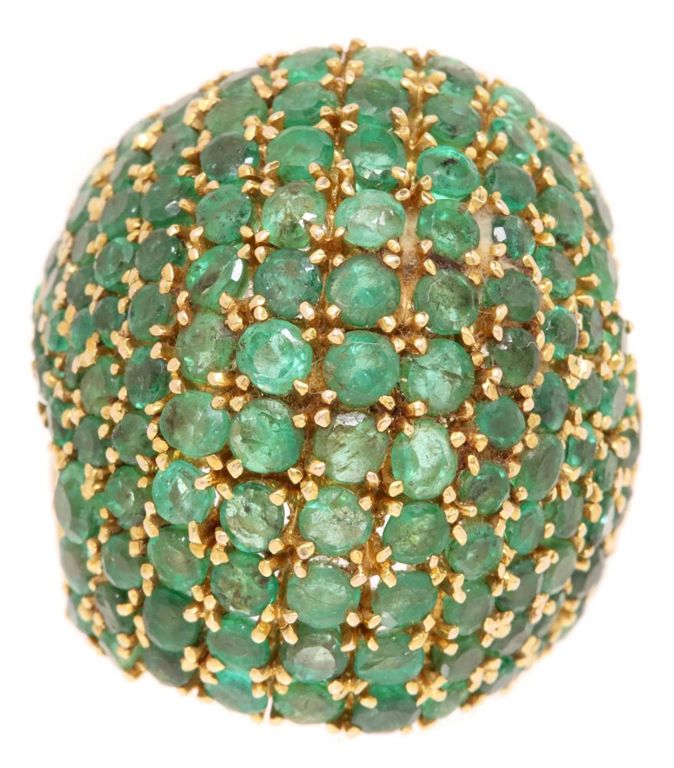 Estate 14kt Gold & 8.5cttw Emerald Dome Ring