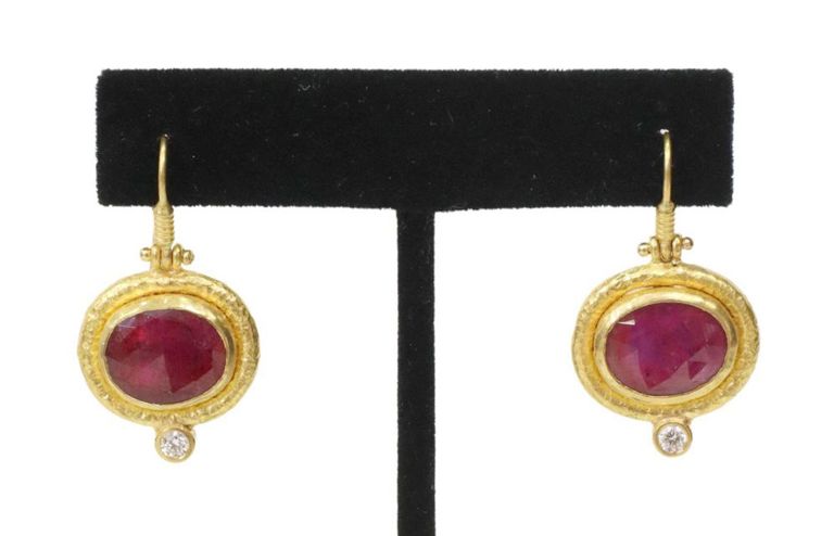 Estate Ara Collection 985 Gold Ruby Earrings