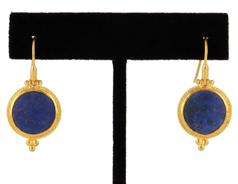 Estate Ara Collection 985 Gold Lapis Earrings