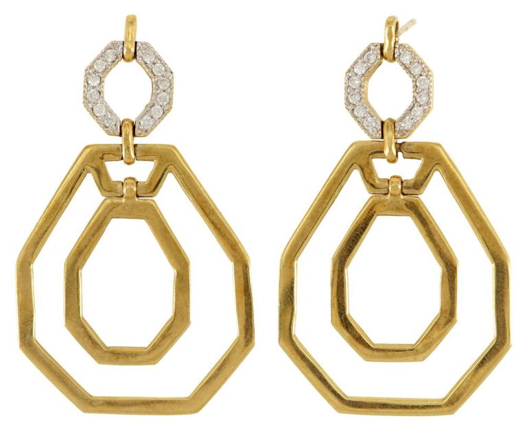 Estate Kara Ross 18k Gold Diamond Earrings