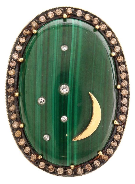 Estate Andrea Fohrman Malachite Diamond Sky Ring