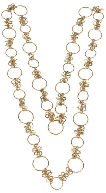 Estate 14kt Gold Circular Link Long Necklace