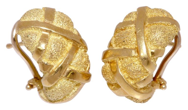 Estate 18kt Yellow Gold Half Hoop Earrings