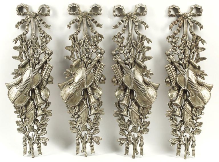Louis Xvi Style Silver Gilt Wall Pendants