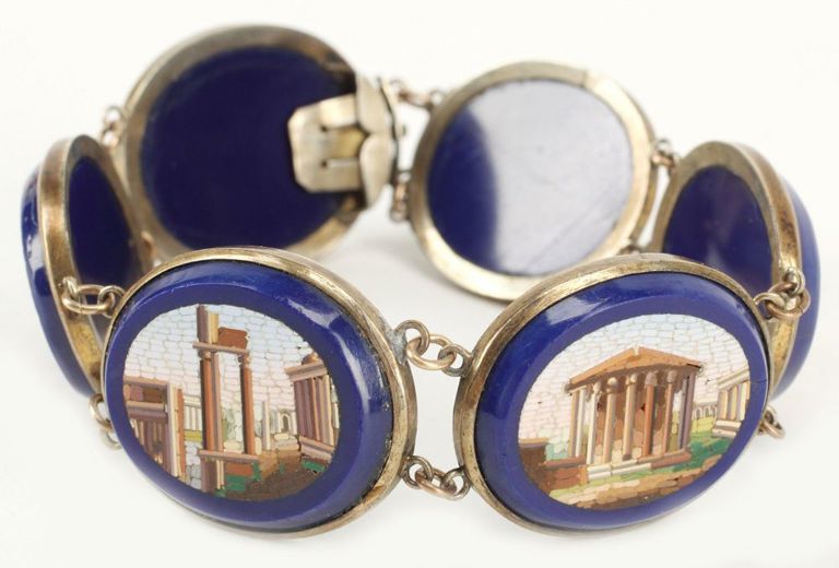 Grand Tour Style Micromosaic Plaque Bracelet
