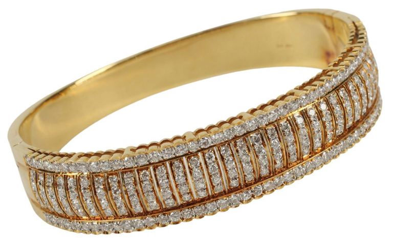 Estate 18kt Gold & Diamond Bangle Bracelet