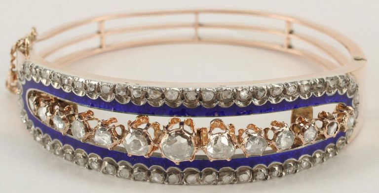 Estate 14kt Rose Gold & Diamond Bangle