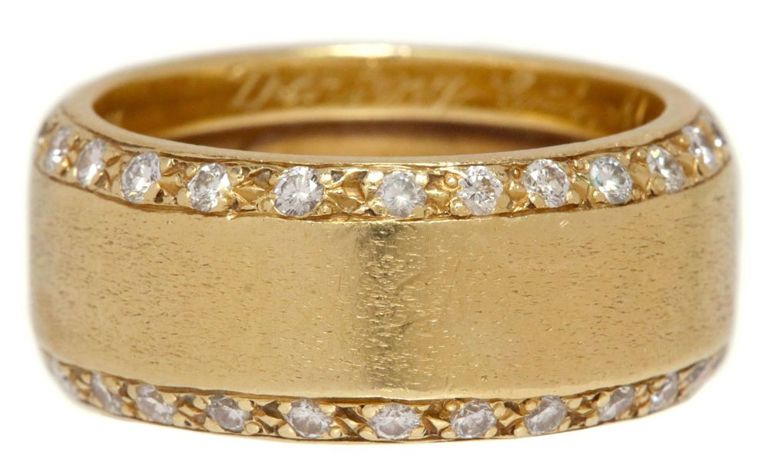 Estate Gents 18kt Yg & Diamond Ring Band