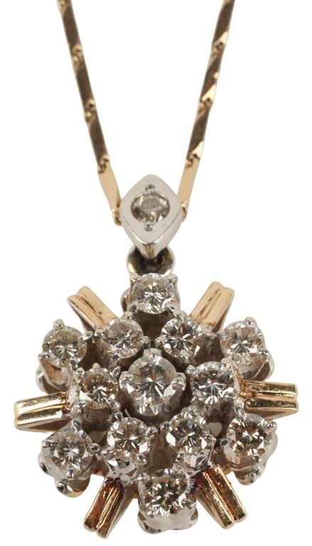 Estate 18kt Rose Gold & Diamond Pendant Necklace
