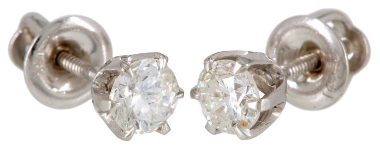 Estate 14kt Wg & Diamond Earrings