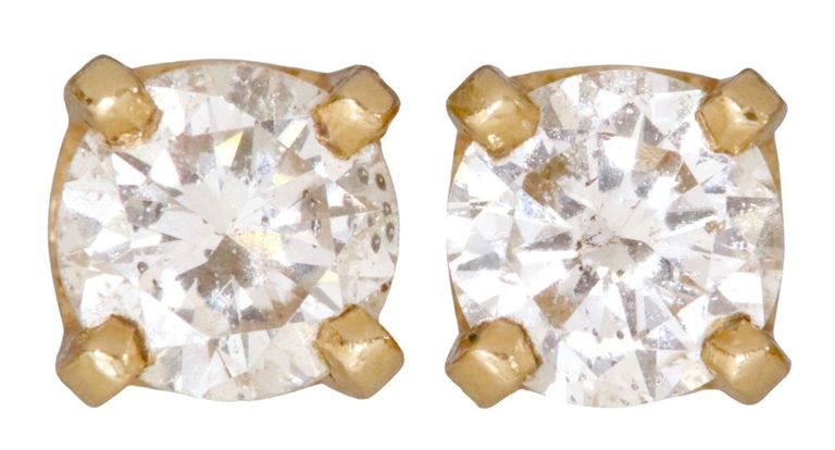 Estate 14kt Yg & Diamond Earrings