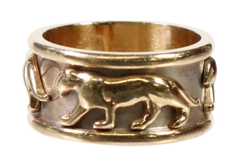 Estate 14kt Gold Panther Cigar Band Ring