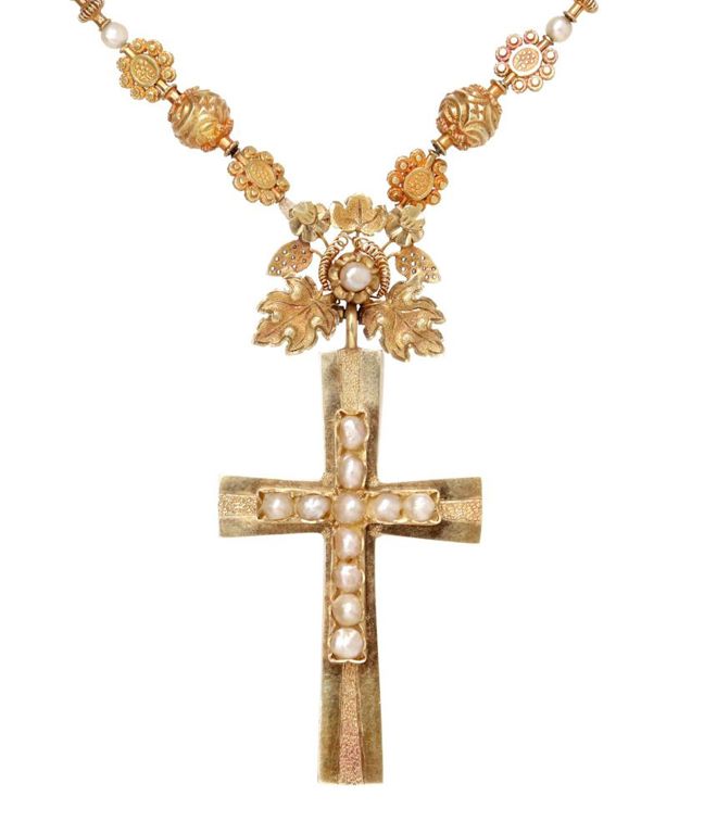 Estate 18kt Yellow Gold & Seed Pearl Rosary