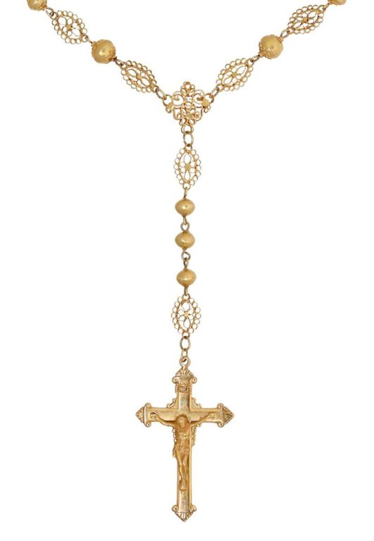 Estate Italian 10kt Gold & Gold-plated Rosary