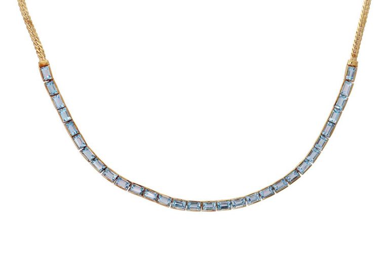 Estate 18kt Yg & Blue Topaz Necklace