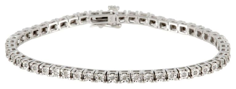 Estate 10kt Wg & Diamond Tennis Bracelet