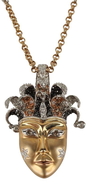 Estate 14kt Gold & Diamond Jester Pendant Necklace