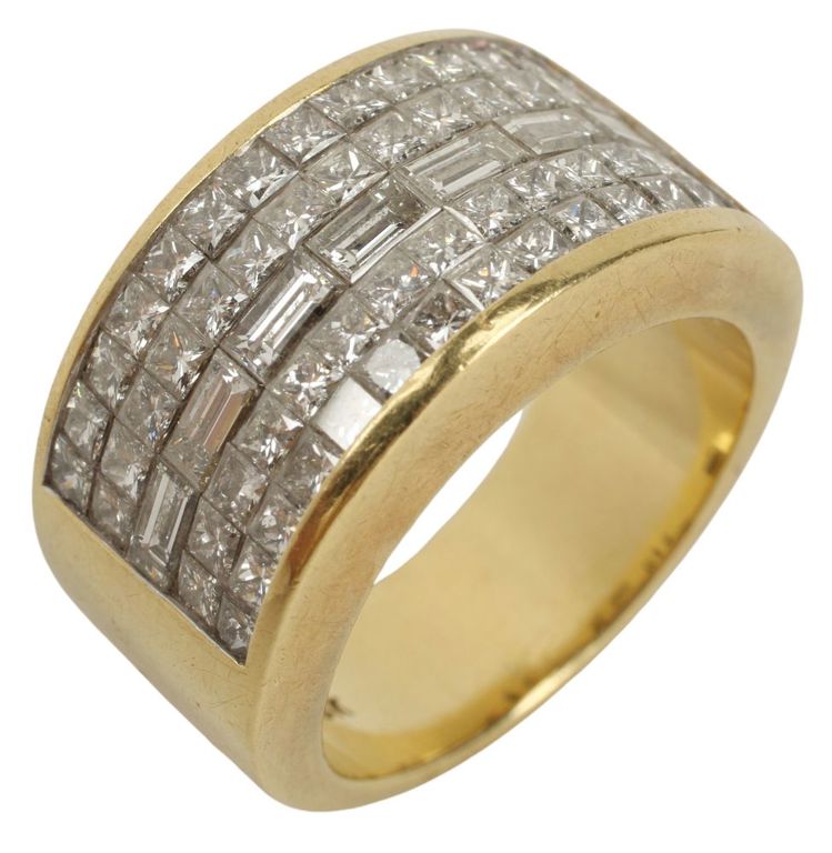 Estate 18kt & Diamond Cigar Band Ring