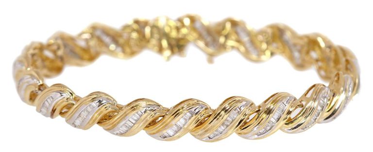 Estate 14k Yellow Gold & Diamond Bracelet