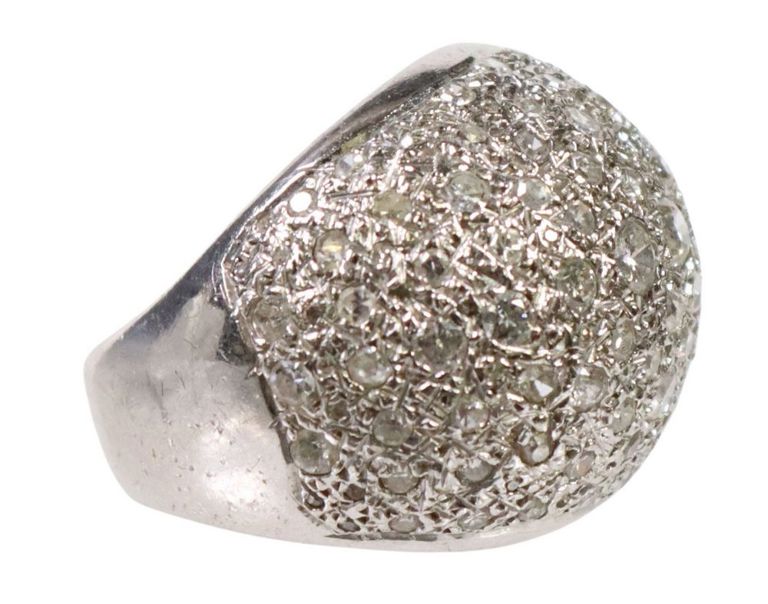 Estate 14kt White Gold & Multi-diamond Ring