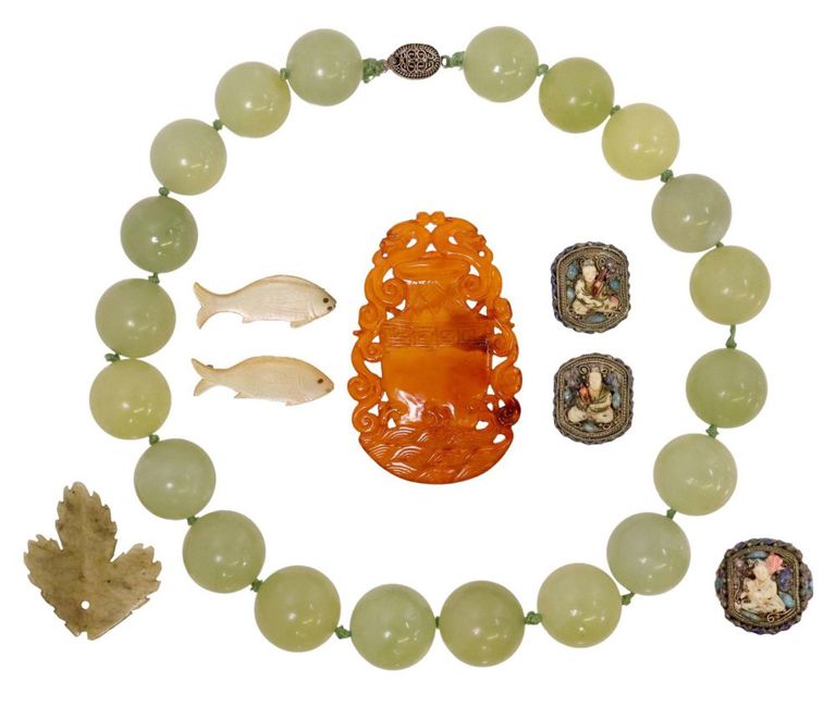 Chinese Jewelry Stone Beaded Necklace, Enamel