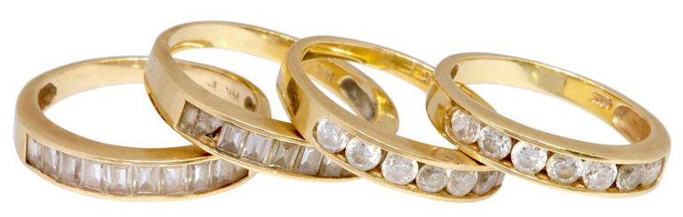 Estate 14kt Yellow Gold & Faux Diamond Rings