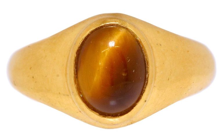 Estate Gold-plated Cabochon Tiger's Eye Ring