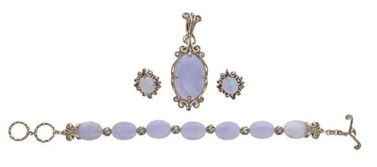 Sterling Silver & Blue Chalcedony Jewelry