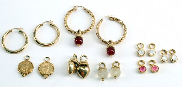 Estate 14k Yellow Gold Hoop Earrings & Charms
