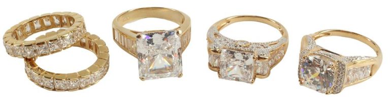 Estate 14kt Yellow Gold & Faux Diamond Rings