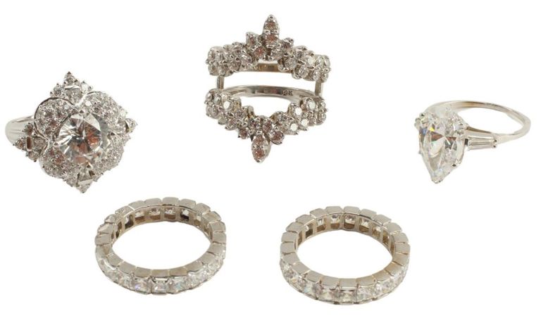 Estate 14kt White Gold & Faux Diamond Rings