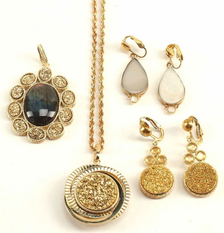 Estate Druzy Quartz, 14k Gold & Other Jewelry