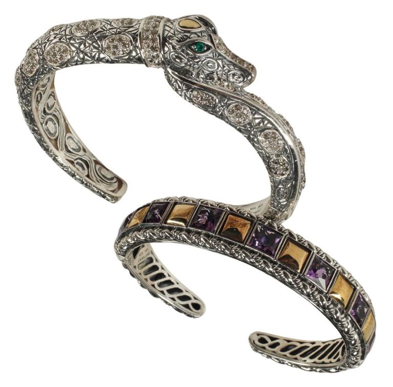 Estate Designer Jai Sterling Cuff Bracelets