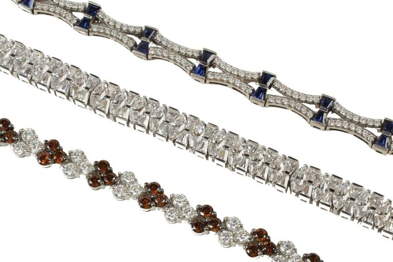 Estate Sterling Silver & Cz Tennis Bracelets