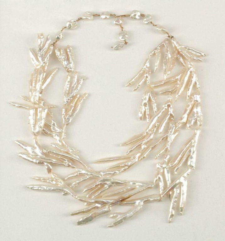 Estate Keshi Pearl Three-strand Necklace