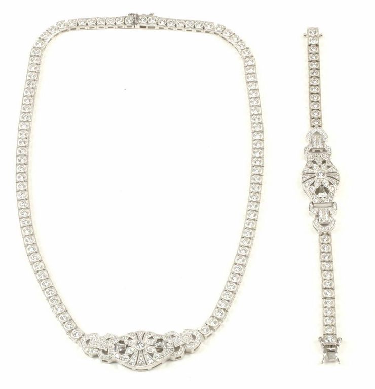 Art Deco Style Sterling Necklace & Bracelet