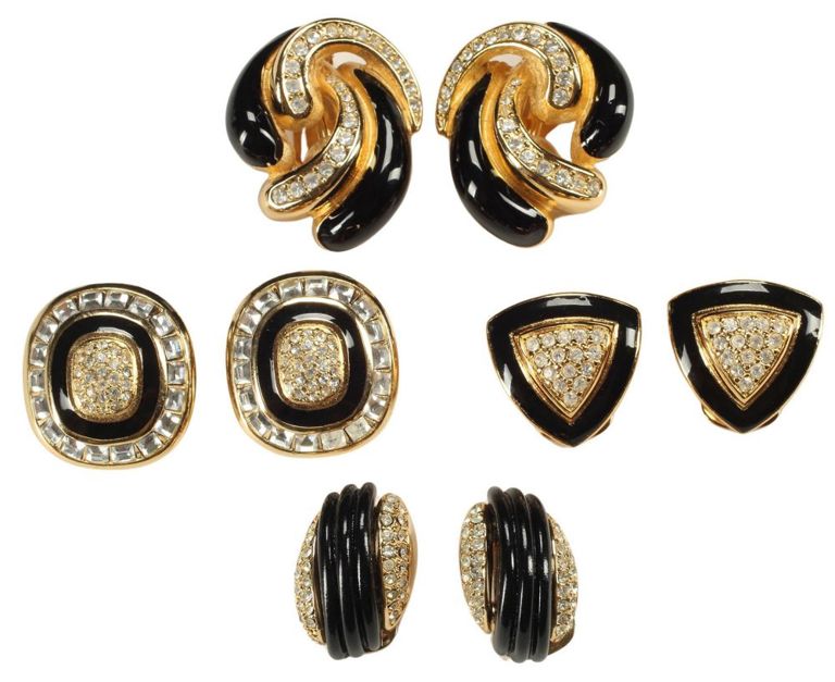 Vintage Christian Dior Enamel Clip-on Earrings