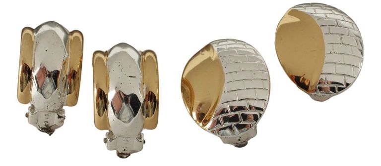 Estate Vintage Givenchy Two-tone Metal Earrings